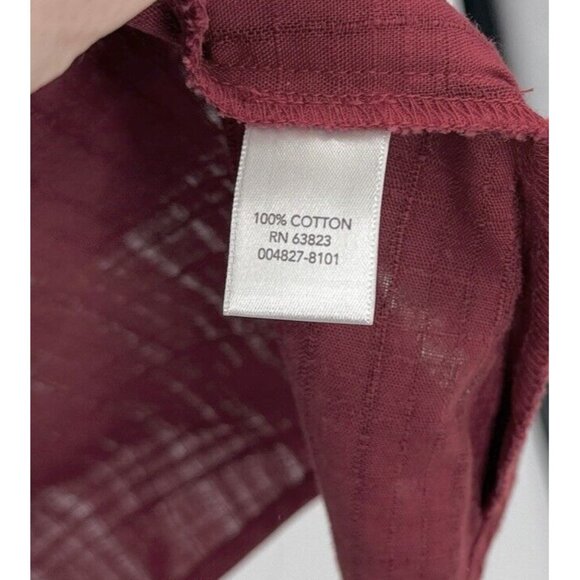 Christopher & Banks Red Texture Stitch 3/4 Sleeve Shacket Zip Front Boho Size‎ L - Picture 9 of 12